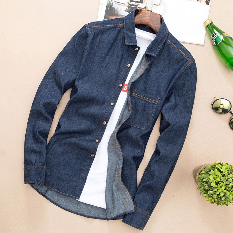 

Мужская джинсовая рубашка/куртка в ретро-корейском стиле с длинным рукавом XXX-Large