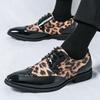 New Arrival Fashion Men's Leopard Patent Leather Formal Oxford Shoes Male Punk Rock Wedding Prom Dress Flats Zapatos Hombre