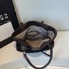 Womens Casual PU Leather Tote Bag Belt Buckle Detail Stitch Accent Large Capacity Minimalist Daily Bag for Commute Travel Everyday Use Durable