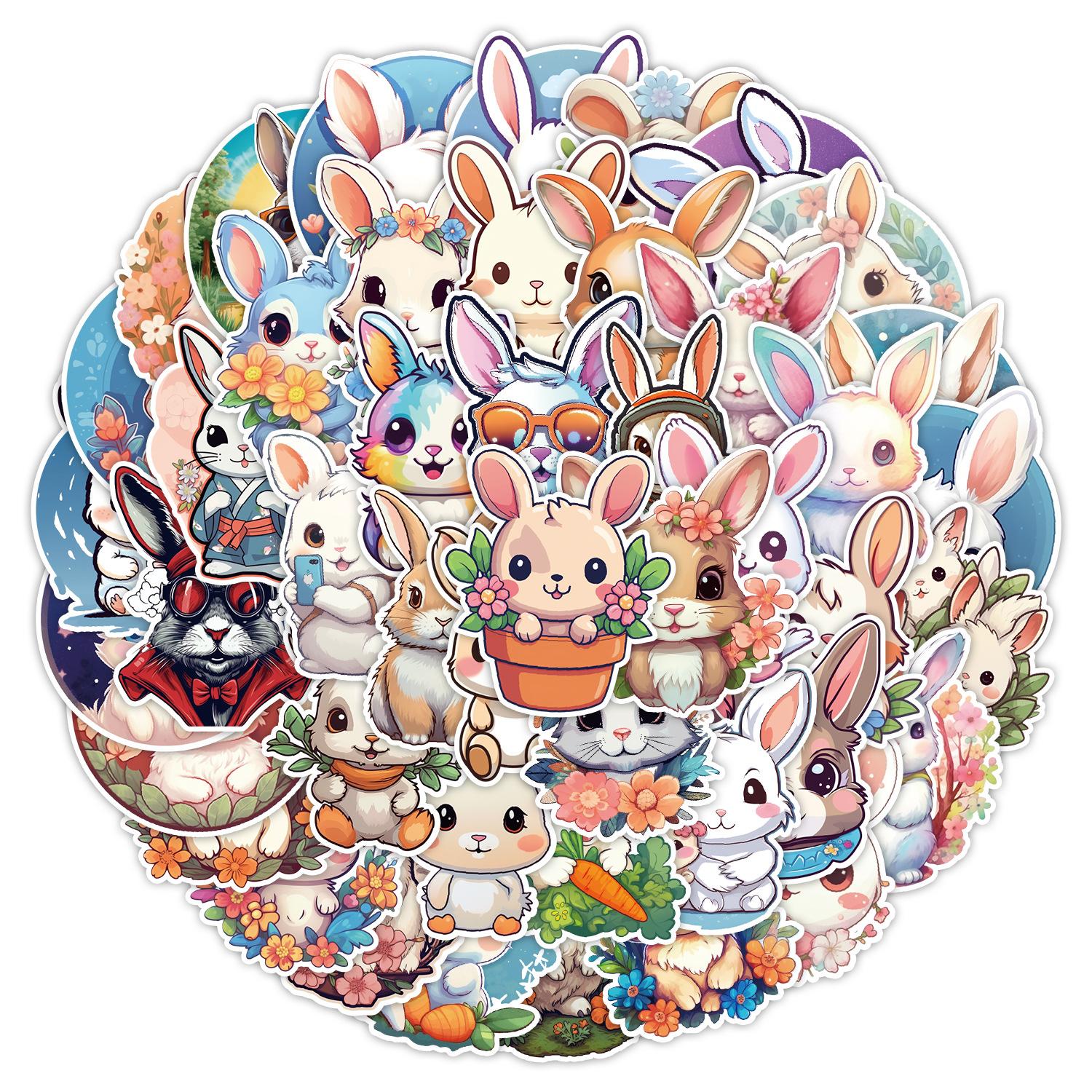 

50 Cute Rabbit Graffiti Stickers Skateboard Suitcase Car Decoration Stickers Waterproof Creative Children s Stationery Stickers