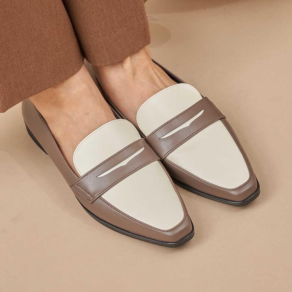 Carino CAUK42002 Women's Brown Combination Loafers, Size 23.0 Cm