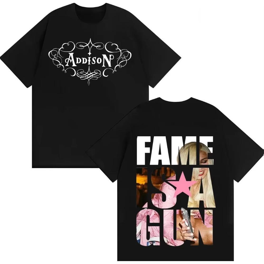 Maglietta a maniche corte girocollo in cotone Y2K T-shirt Singer Addison Rae Hipster Uomo Donna T-shirt Musica Gotica