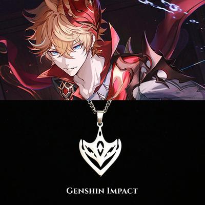 Neue Genshin Impact Halskette für Teen Punk Anime Cartoon Tartaglia Titan Stahl Halskette Schmuck Zubehör für Männer Geschenke