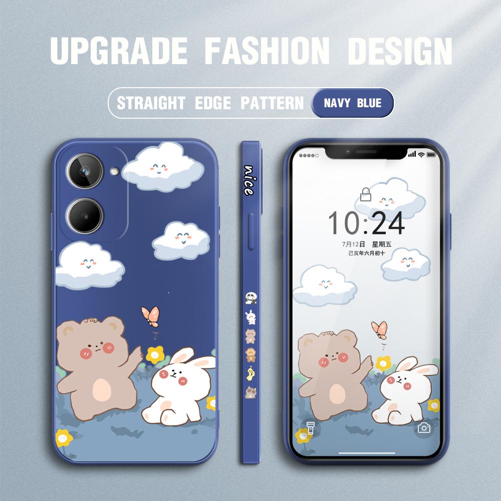 Lovely Cute Cartoon Phone Case for IPhone 14 13 12 11 Samsung Galaxy S23 S22 A52 A52S Soft Full Protection Square Liquid Silicone Cover