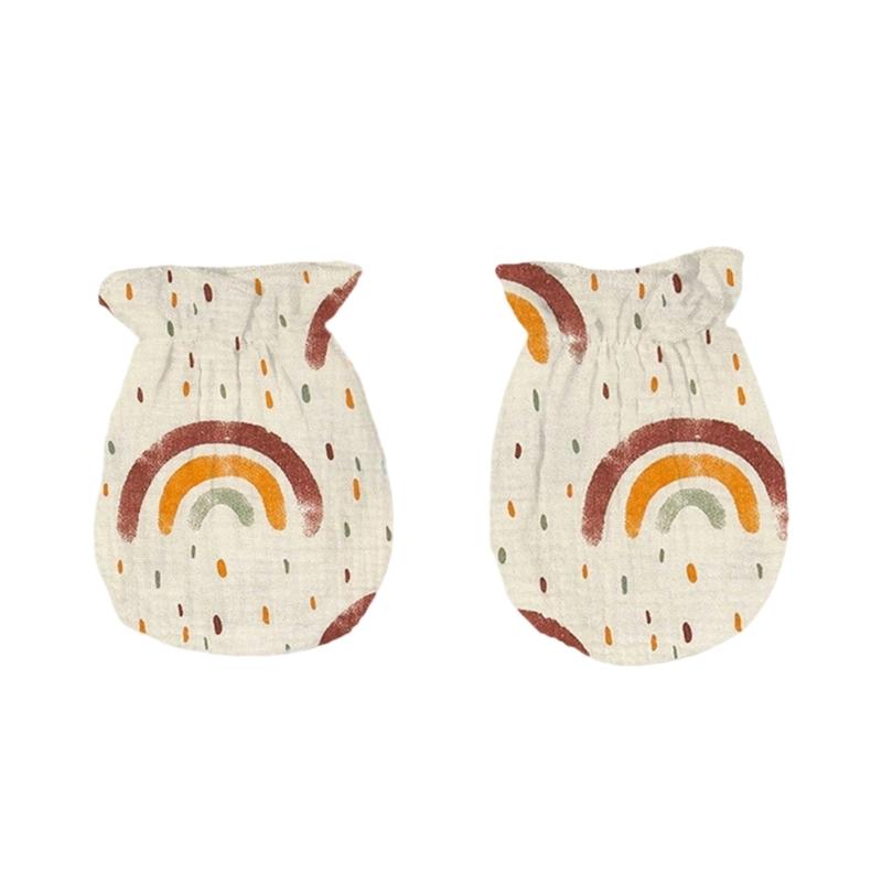 

Baby Scratch Proof Gloves Cotton Breathable Fabric Cartoon Pattern Design Secure For Newborns And Infants 0-6 Months