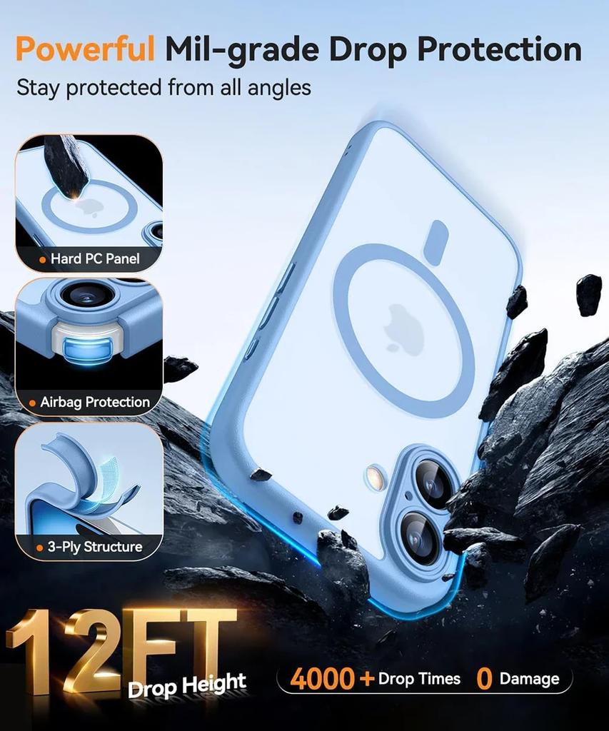 Magnetic Matte Translucent Armor Case For For Iphone 17 16 1 14 13 12 11 Pro Max Plus Air 16e For  Wireless Charge Cover