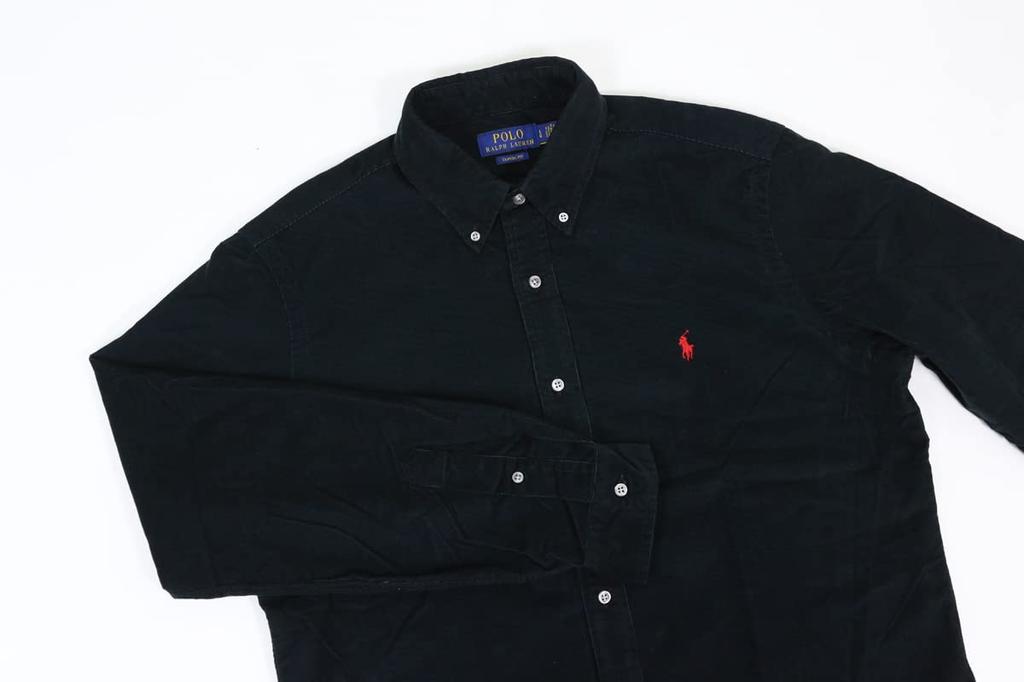 Polo Ralph Lauren Classic Fit Corduroy Long Sleeve Shirt with Embroidered Size Men's Button-Down Pony, 0103944-XL-BLACK [Used]