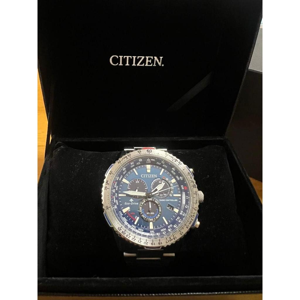 Used CITIZEN PROMASTER SKY Eco-Drive Radio Solar AT8190-12G Blue Dial