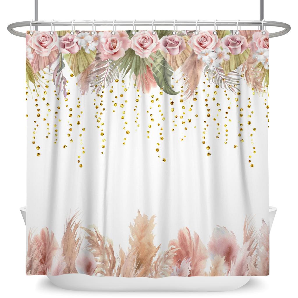 Floral Shower Curtain for Bathroom Vintage Flower Butterfly Waterproof Fabric Boho Bathtub Bathroom Curtain With Hooks 180x240