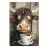 Vintage Scottish Cow Metal Poster, Creative Wall Decor, Garage Gift