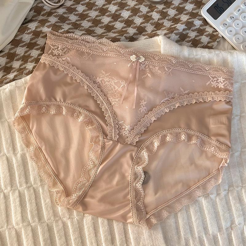 

Большие размеры женские новые трусики Ice Silk Traceless Sexy Pure Desire из жаккардового кружева с дышащей средней талией XXL розовый