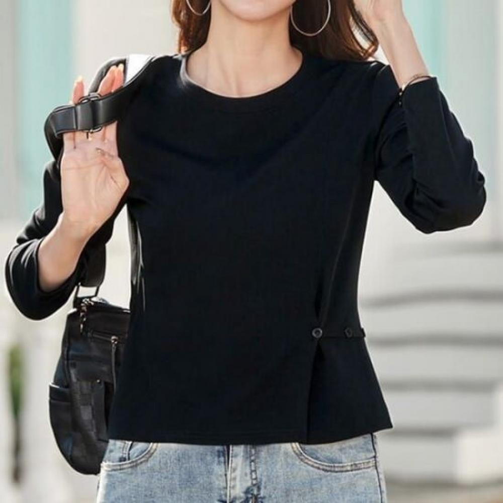 Navava Women S Plain Daily Round Neck Long Sleeve T ShirT nT3221