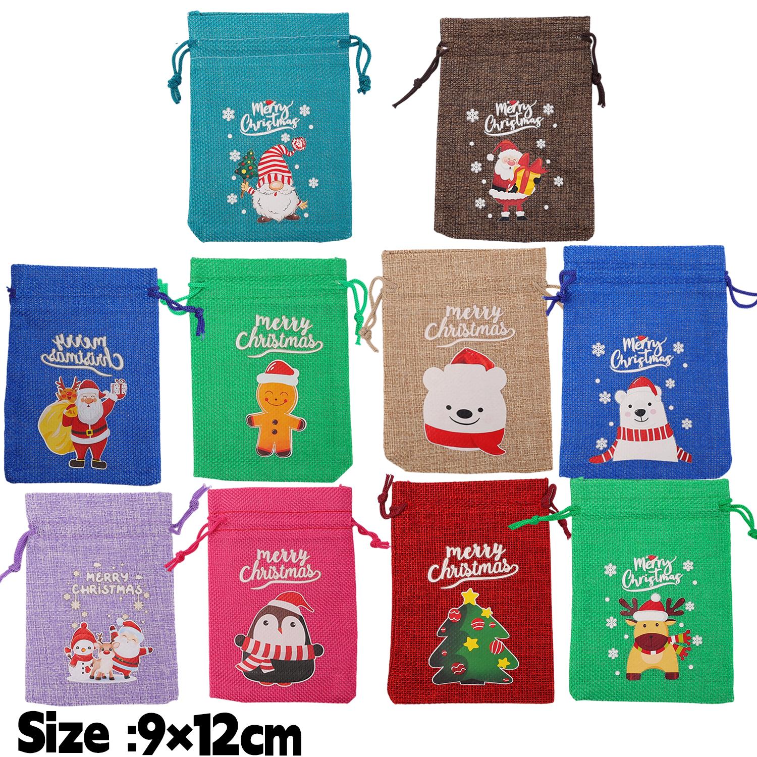 

30/1pc Christmas Hessian Bag Linen Drawstring Candy Bags Candy Snack Wrapping Pouch Kids Xmas Party Favor Gifts Jewelry Storage 1pc