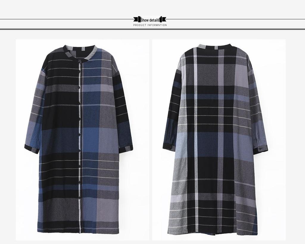2024 Autumn Women's Plaid Mid-Length Loose Casual Dress