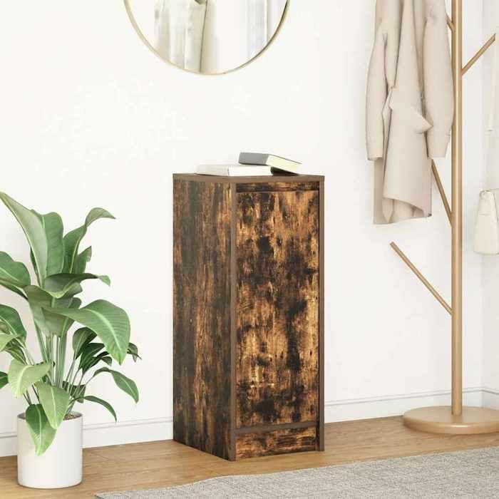VidaXL Buffet chêne fumé 29,5x34x76 cm bois d'ingénierie, meuble de rangement, meuble de rangement de cuisine, meuble de 861611