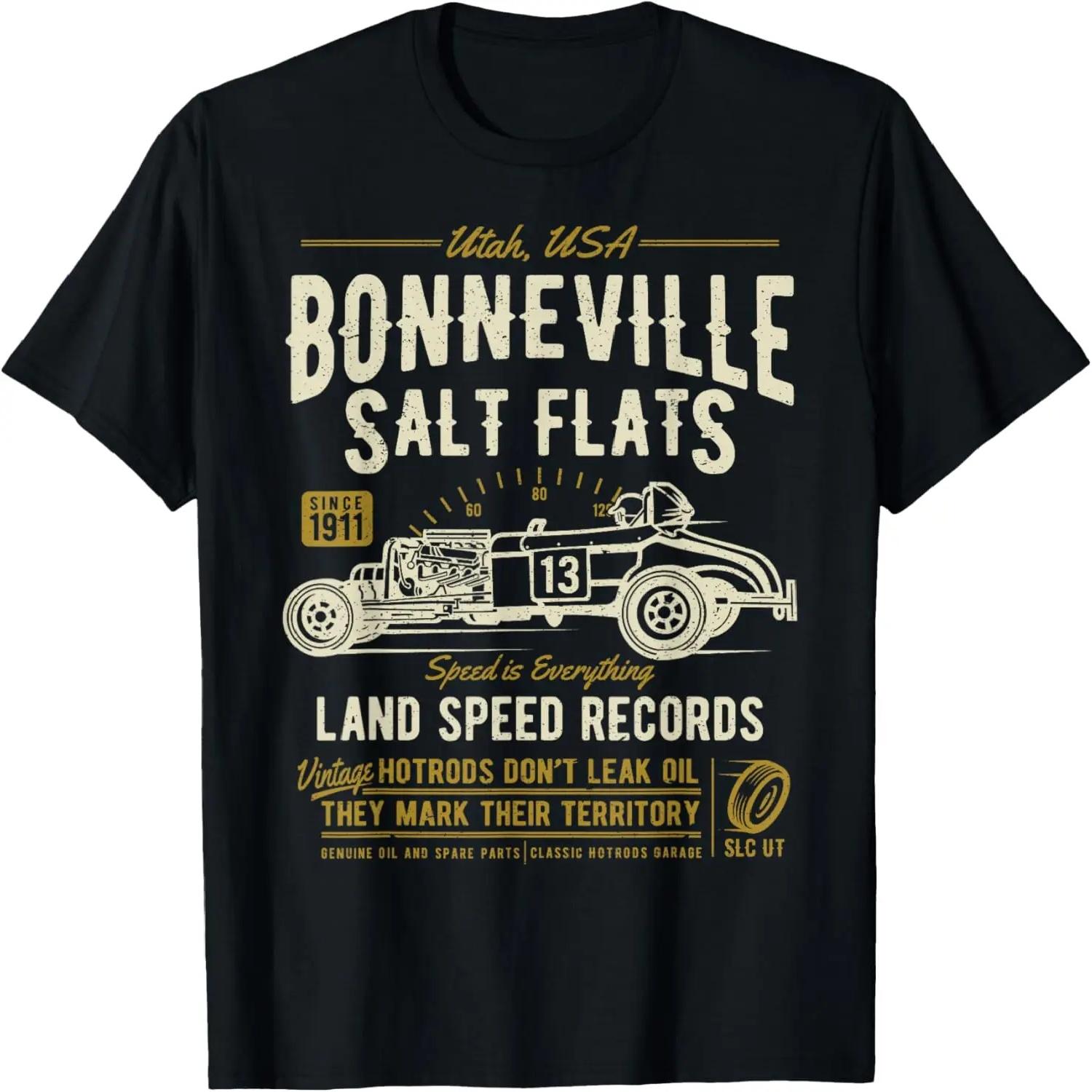 Retro Bonneville Salt Flats Utah Vintage Hotrod Design T-Shirt S чёрный