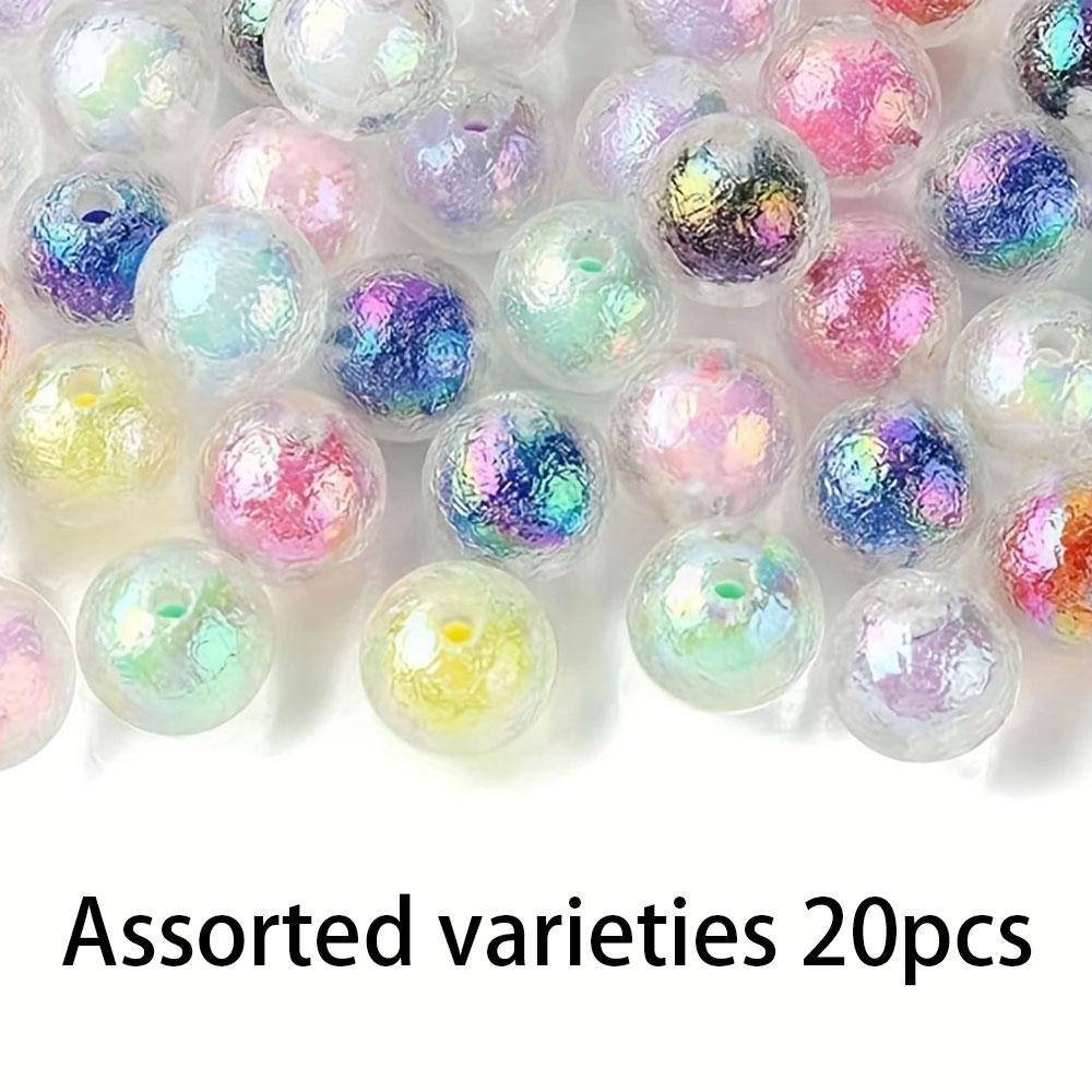 5/10/20pcs Sweet Candy Color Summer Fashion Colorful Rainbow Color Plated Glacier Beads Acrylic Through Hole Round Beads DIY Phone Chain