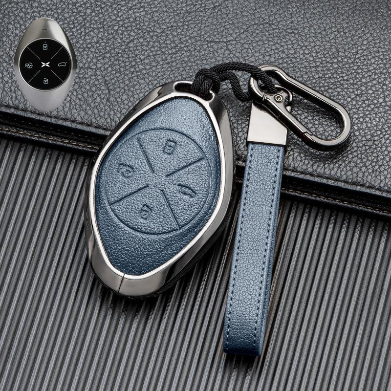 Signal Unobstructed, Suitable for Xiaopeng P7 G9 G3 P5 Metal All-inclusive Double-sided Leather Car Key Protective Case
