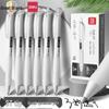 Deli Quick-Drying Press-Type 0.5mm ST Nib Student Pen: Transparent Barrel Black Ink.