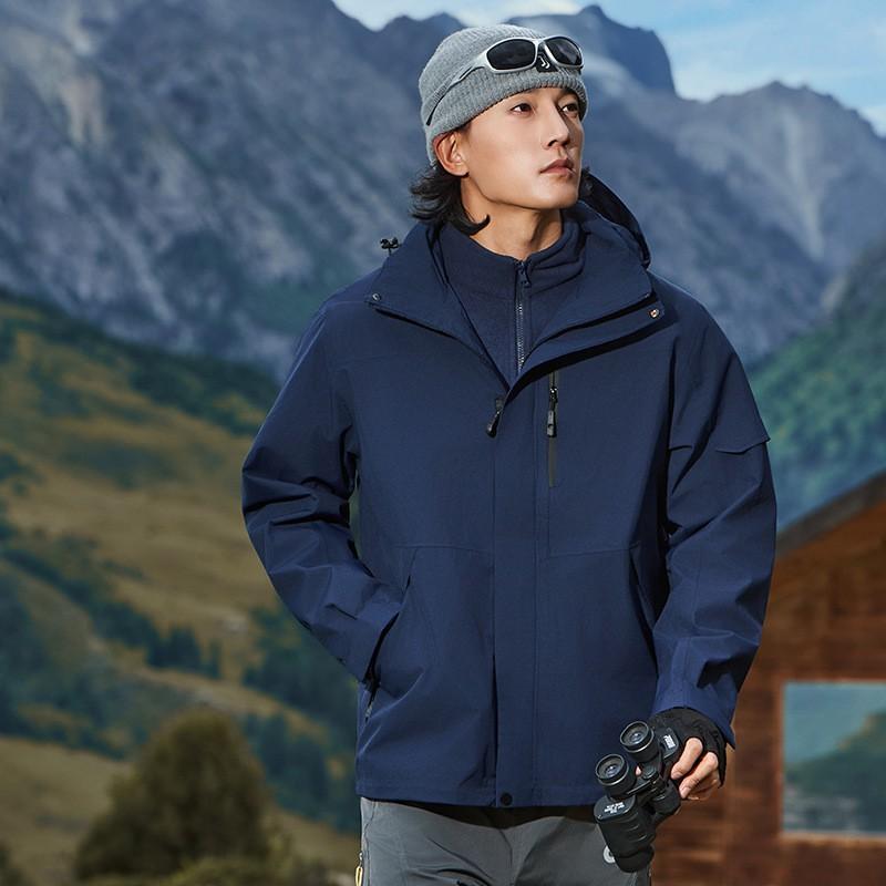 Men Women 3-in-1 Waterproof Windproof Hiking Jacket With Removable Fleece Liner Full Seam Taped Outdoor Shell