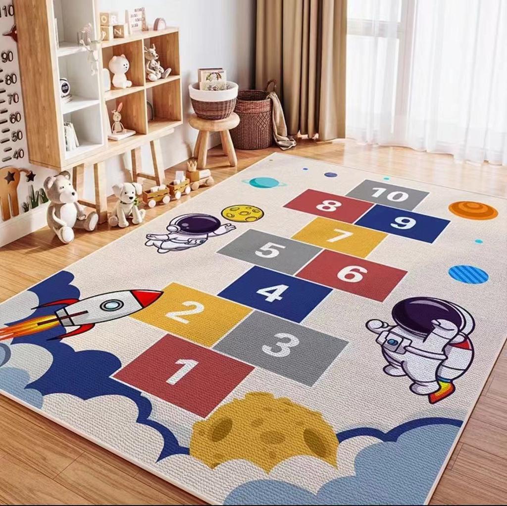 Tappeto Rotolante Cartone Animato Quattro Stagioni Educazione Precoce per Bambini, Tappeto in Feltro Cristallo per Soggiorno, Decorazione Domestica