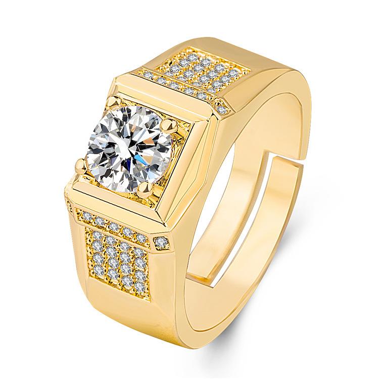 Ring Sparkling Knight Men's Ring Luxurious and Domineering 18K Gold Luxury Diamond Men's Diamond Ring Ring Diamond Ring