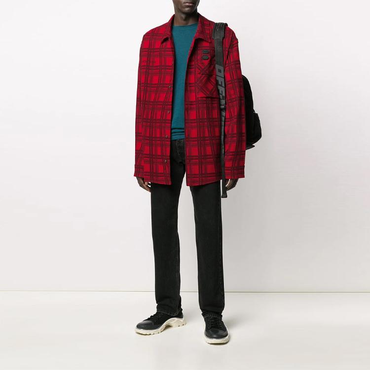 Off-White Flannel Check Shirt Red Men Tops OMGA098S20H480202000