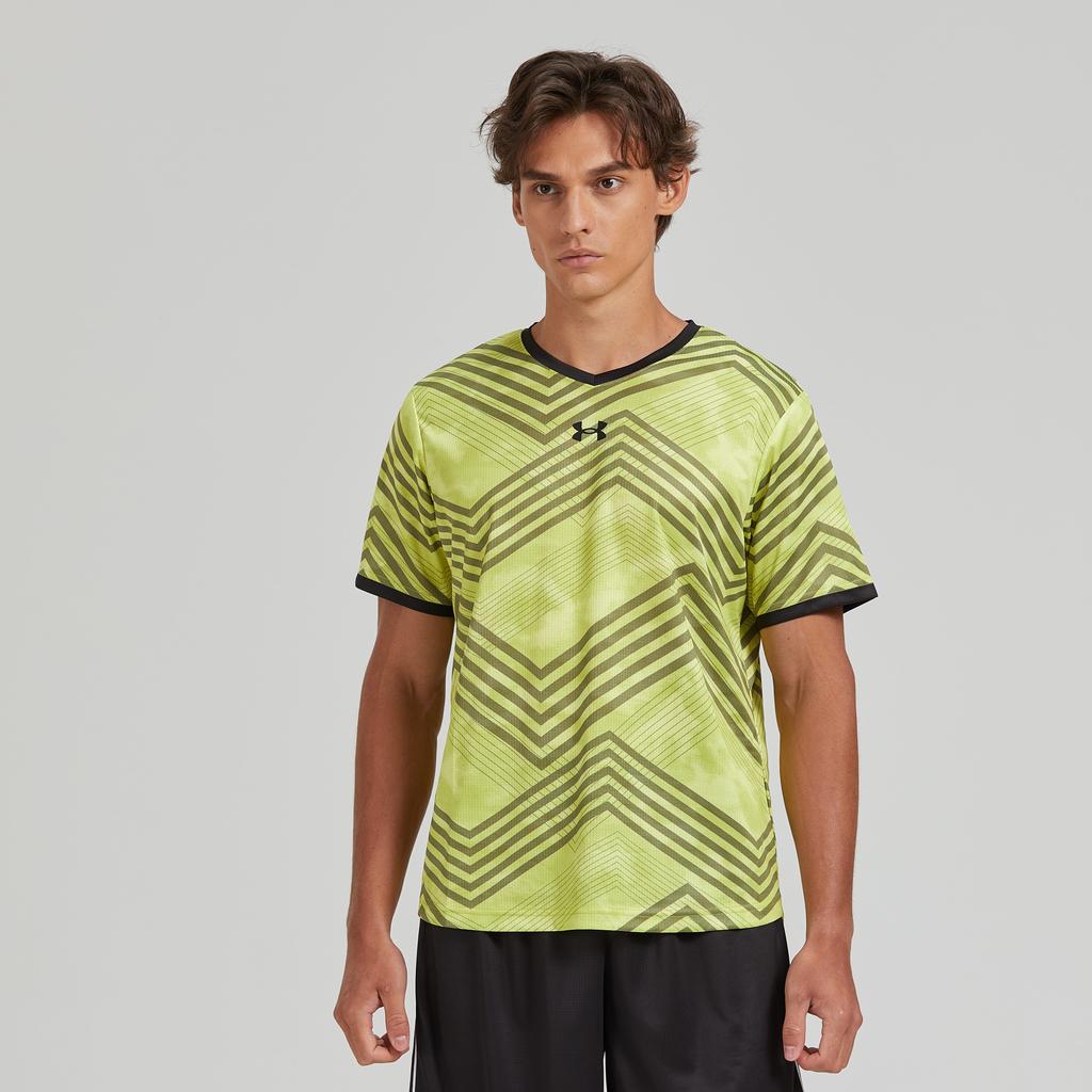 Under Armour Dopamine Stripe Print Running Fitness Breathable Short Sleeve T-Shirt Unisex Tops Yellow 23500503-790