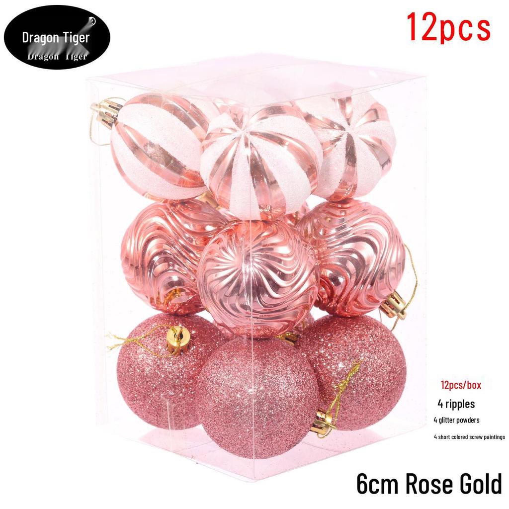 12-Piece 6cm Glitter Wave Christmas Ball Set for Tree and Ceiling Decoration
