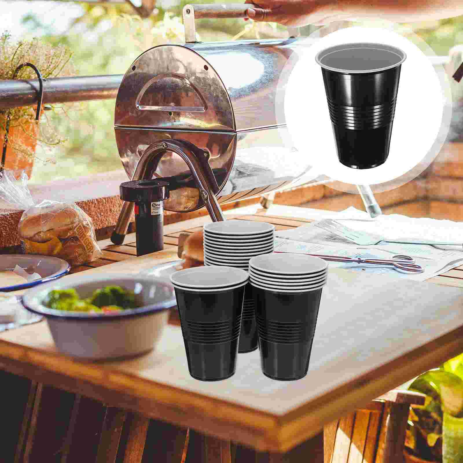 

20 шт. одноразовых стаканчиков для вечеринки, украшения на день рождения (розово-красный 16 унций пластик 20 шт.) Многоразовые декоративные стаканчики для напитков чёрный