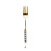 Stainless Steel Gold Cake Fork Dessert Forks Fruit Fork Ceramic Long Handle Used For Pastry in Party Snail Forks Restaurant