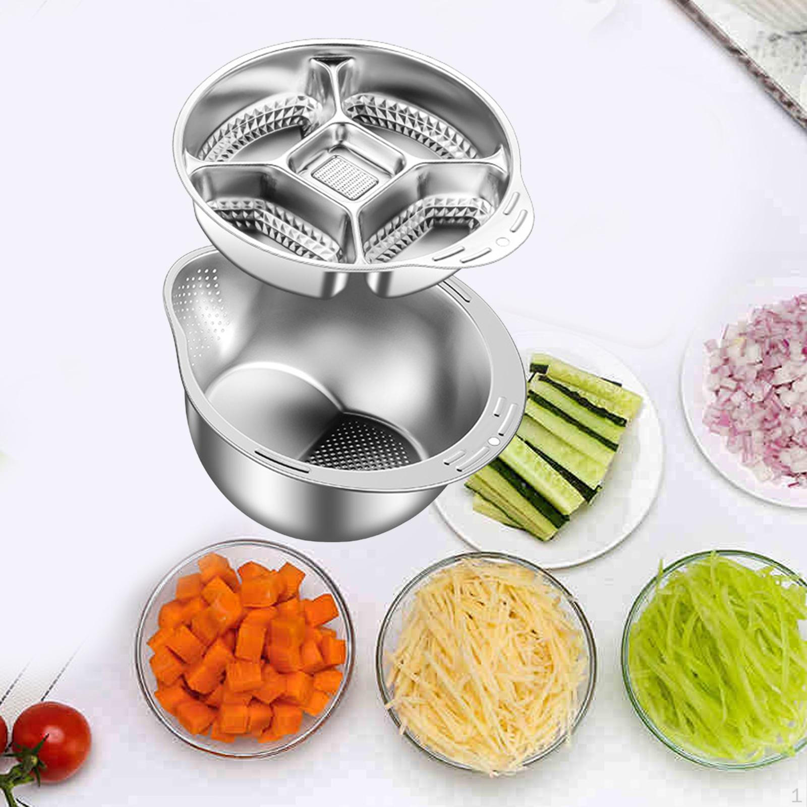 

2 in 1 Stainless Steel Kitchen Colander Set Multifunctional Lightweight Drain Basket Sturdy 201 Stainless Steel