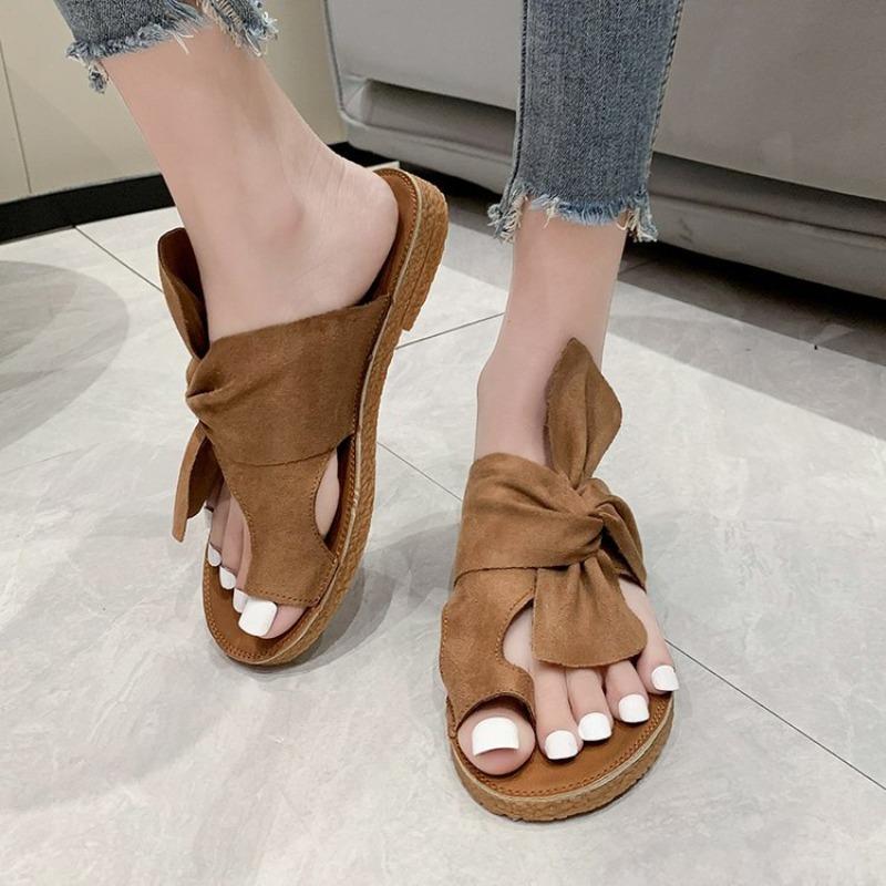 Slippers wish summer new outer cover sandals flat bow women's shoes