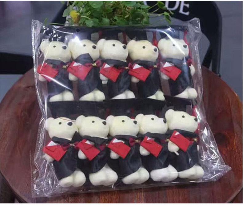 

10 Pcs Set Graduation Bear Dolls Plush Plush Small Bears With Graduation Cap Gown Red Diploma Ceremony For Graduates Bouquet Decoration