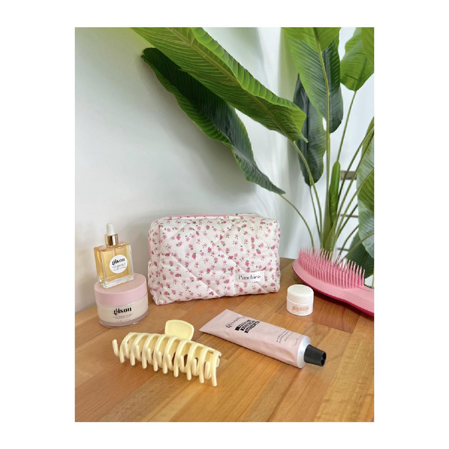 

Pink Crispy Floral Makeup Bag Large Size рожевий