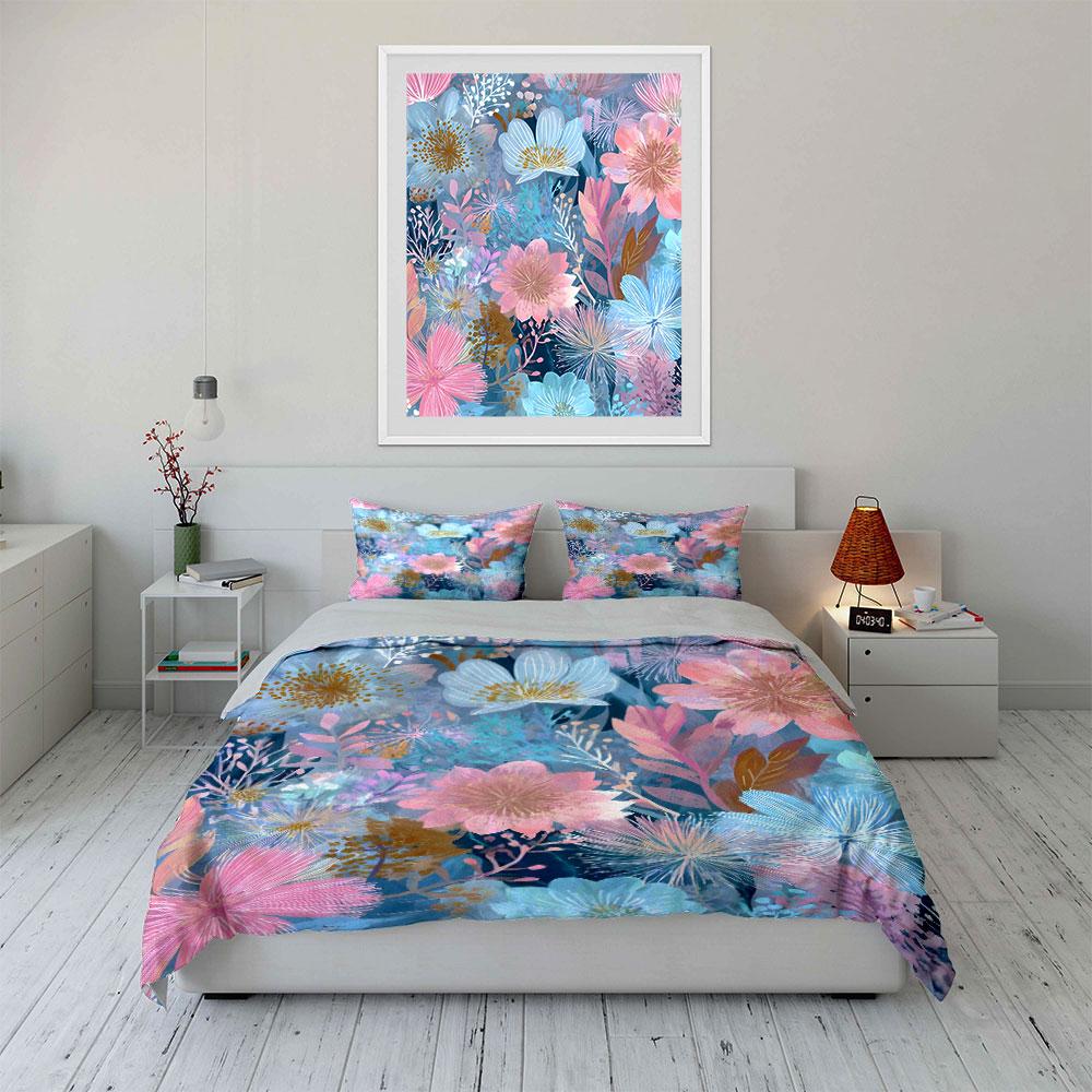 Whimsical floral dreamscape. Bedding sets Duvet covers Pillowcases(1* Duvet Cover 2* Pillowcases without duvet insert)