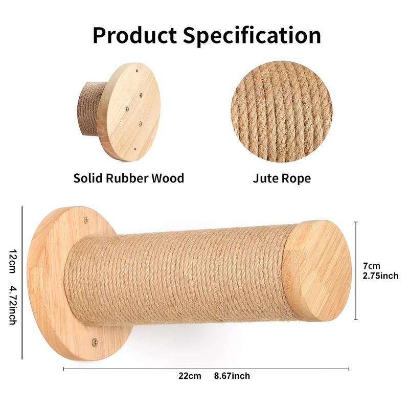 Cat Climbing Wall Wooden Scratching Post Stable And Safe Ladder 2X Indoor Kitten Wall Shelf Wall-Mounted Pet Supplies Furniture