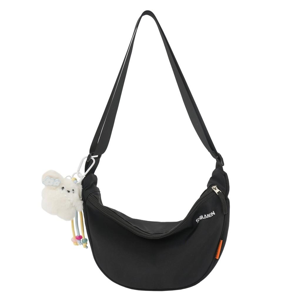 Nylon Small Crossbody Bag For Women With Solid Color Design And Letter Print
