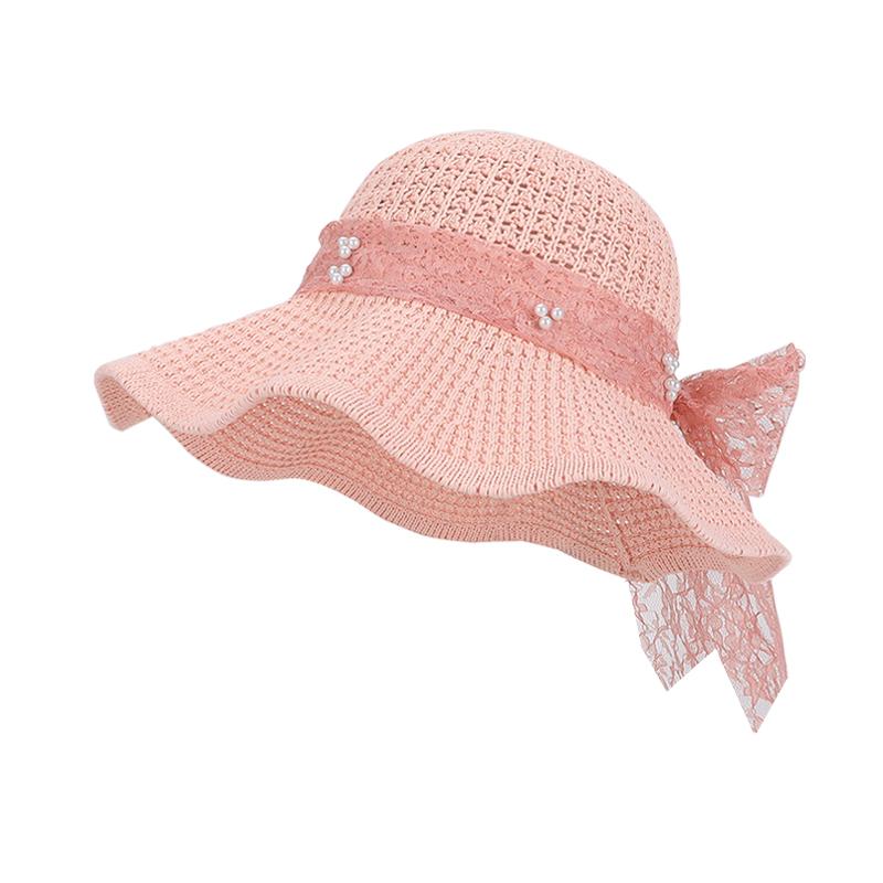Summer Large Brim Sun Hat, Beach Vacation Sun Hat, Women's Lace Bow Sun Hat