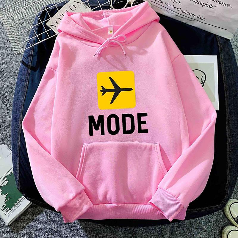 Autumn Hoodie Women's Casual Hooded Sweatshirt Creative Hoodie Matching Streetwear Flight Mode Pattern Monogram Hoodie