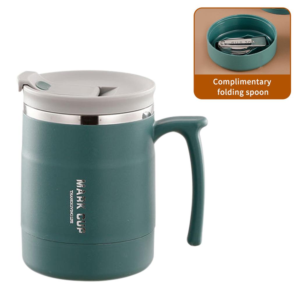 Thermal Cup 304 Stainless Steel Double-layer Insulated Coffee Mug With Spoon Portable Leak Proof Wter Cup For Student Adult