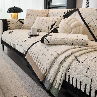 Stoffsofa-Sets Ganzjahres-Universelles Wohnzimmer-Sofakissen Einfaches Dekoratives Plüsch-Rutschfestes Kissen Gerade Reihe Sofa-Handtuch