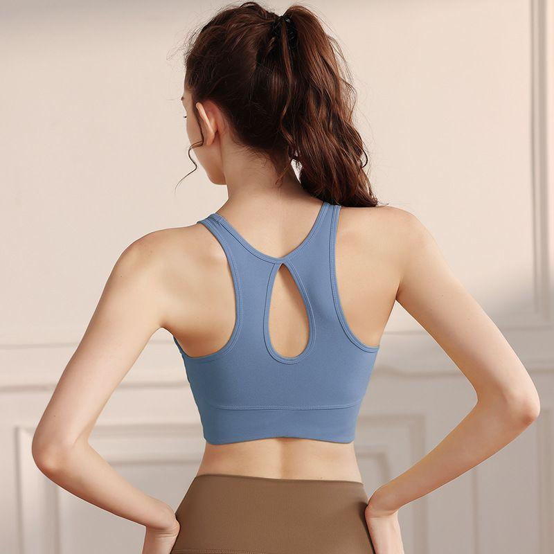 

Спортивный бюстгальтер с красивой спинкой для йоги, цельный, с чашкой и нагрудными подушечками, противоударный, фитнес, красивая спинка, беговое нижнее белье, женская верхняя одежда Utility Blue S