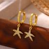 Starfish Drop Hoop Earrings For Women Gold Color Heart Cubic Zirconia Huggie Earring Delicate Beach Jewelry Her Gift Hoops