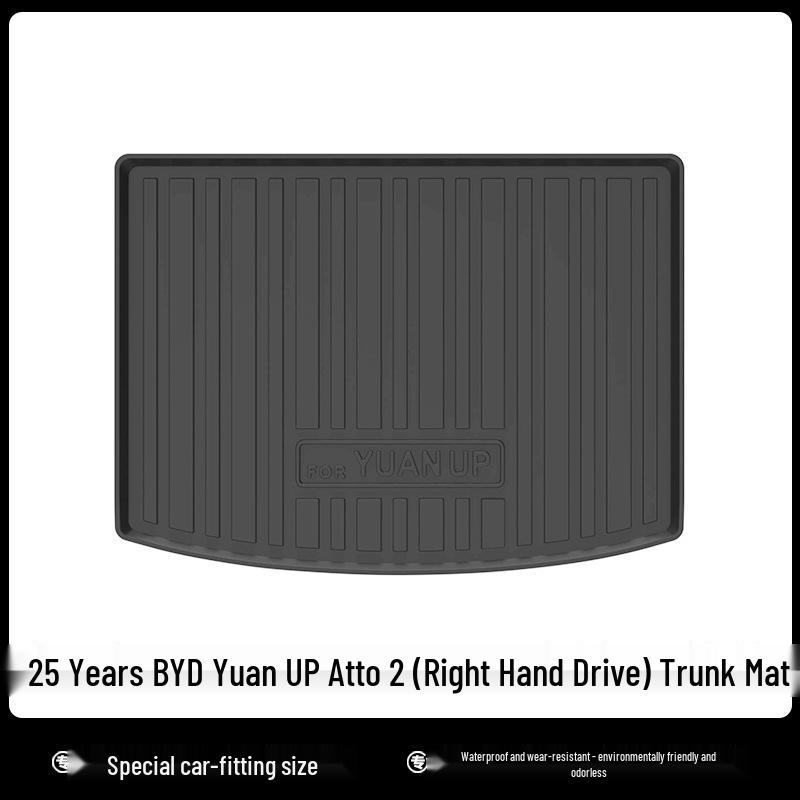 BYD Yuan UP Atto2 RHD Floor Mats: TPE Waterproof Eco-Friendly Trunk & Backrest Mats for 25-Year-Old Models
