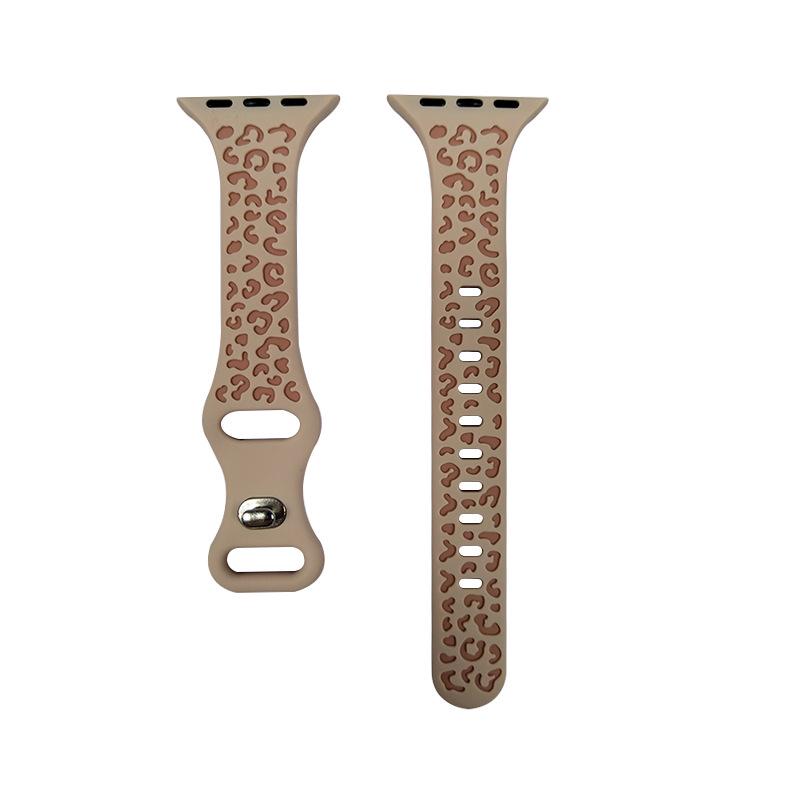 Dual-Color Leopard Print Silicone Strap for Apple Watch (Compatible with Series 1-9)