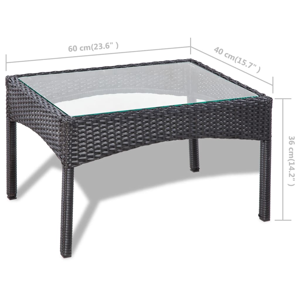 4 Piece Garden Lounge Set with Cushions Poly Rattan Black