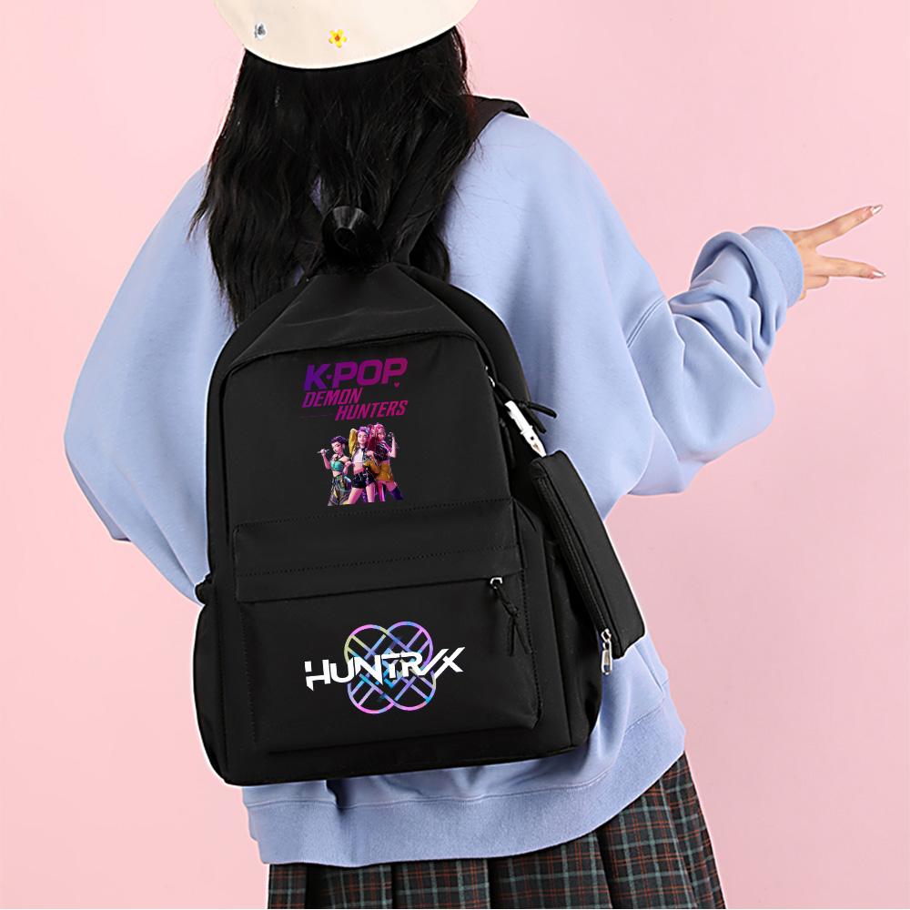 3Pcs/set Cartoon K-Pop Printed Backpack with Handbag Pencil Case for Teenager Student Boy Girl Schoolbag Bookbag Large Capacity Travel Bag Mochila