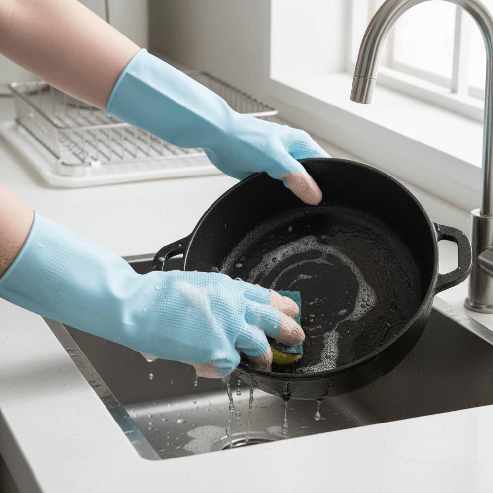 3Pairs/Set Thickened Dishwashing Gloves Oil Resistant Cleaning Gloves Laundry Gloves Car Washing