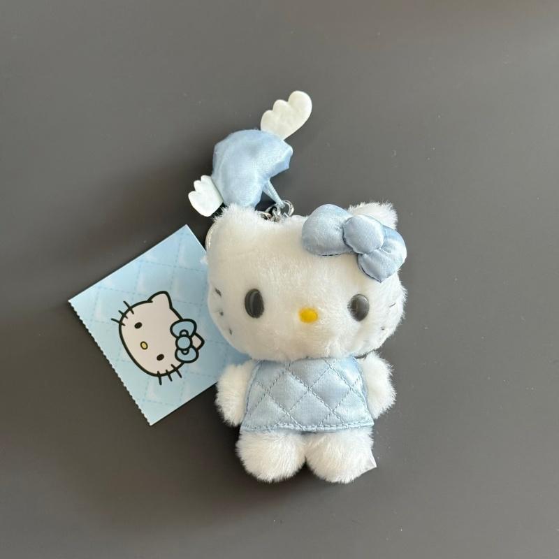 NEW Velvet Series  lovely heart Plush Toy Keychain plaid overalls Kitty cat girly fluffy doll bag hanging ornament